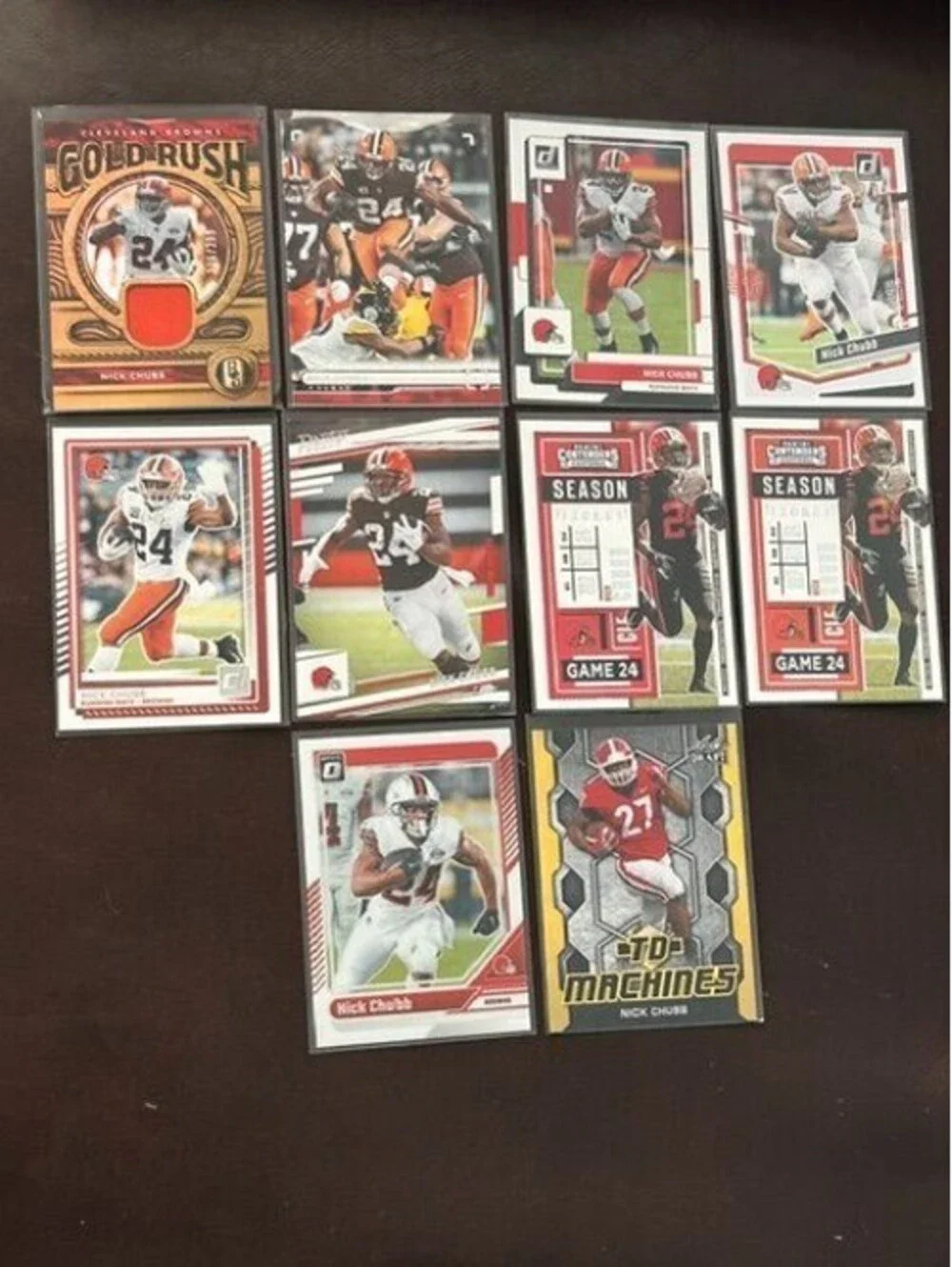 2022 NFL Star RB Nick Chubb Panini Patch Numbered 226/299 + Optic and Prestige